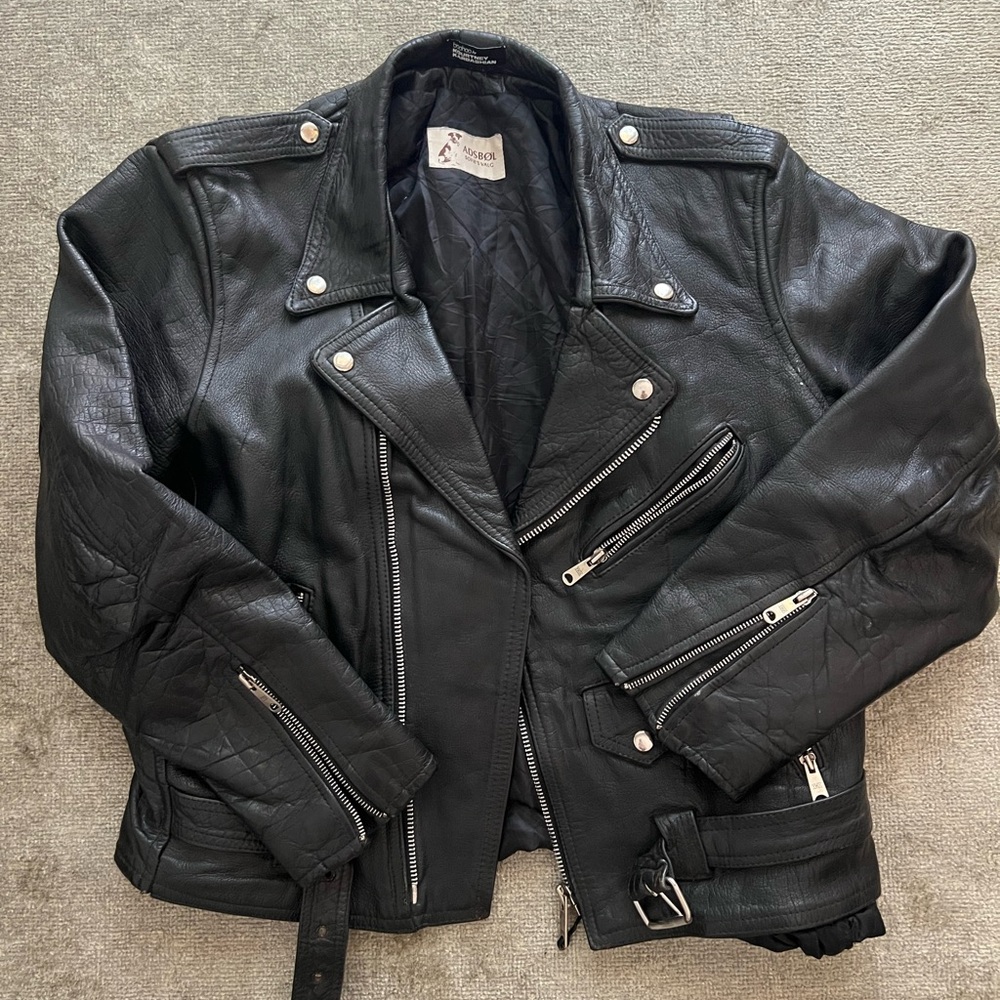 Vintage Black Leather Biker Jacket